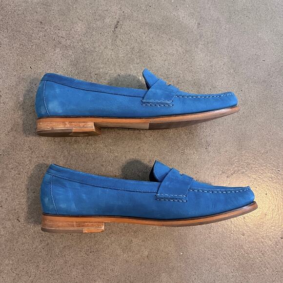 Cole Haan blue leather penny loafer women shoes 8.5 work flats casual narrow fit - Picture 6 of 9